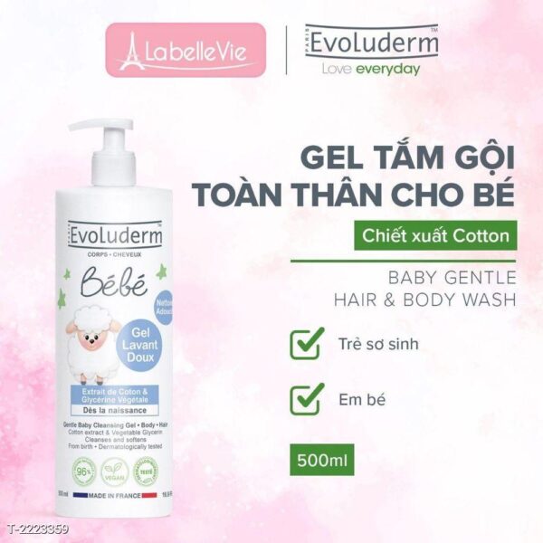 Gel tắm gội toàn thân cho bé 500ml Evoluderm